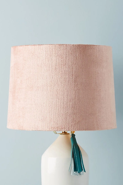 Shop Anthropologie Solid Velvet Lamp Shade By  In Grey Size S