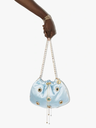 Shop Rosantica Edith Crystal-embellished Crossbody Bag In Blue