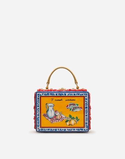 Shop Dolce & Gabbana Dolce Box Bag In Hand-painted Wood