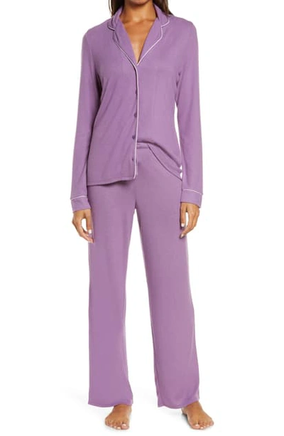 Shop Nordstrom Brushed Hacci Pajamas In Purple Violet