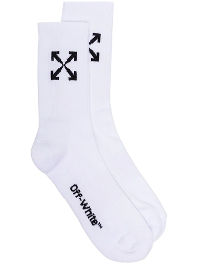 Shop Off-white Arrow Graphic Sports Socks In White