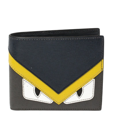 Pre-owned Fendi Multicolor Leather Monster Eye Bifold Wallet