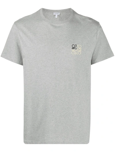 Shop Loewe Logo-embroidered T-shirt In Grey