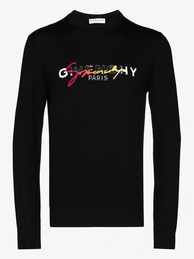 Shop Givenchy Rainbow Logo Sweatshirt In Black