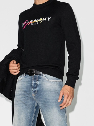 Shop Givenchy Rainbow Logo Sweatshirt In Black