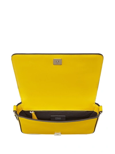 Shop Fendi Lambskin Ff Motif Bag In Yellow