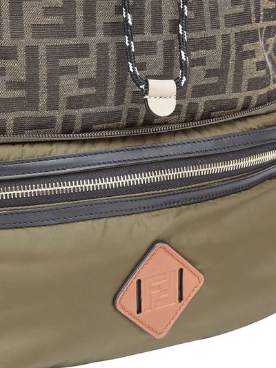 Shop Fendi Cotton Logo Print Backpack In Green