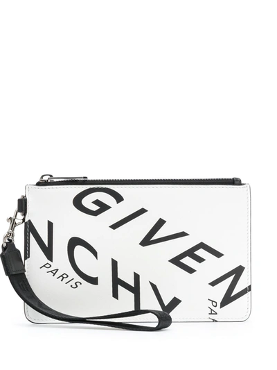 Shop Givenchy Logo Print Clutch In White
