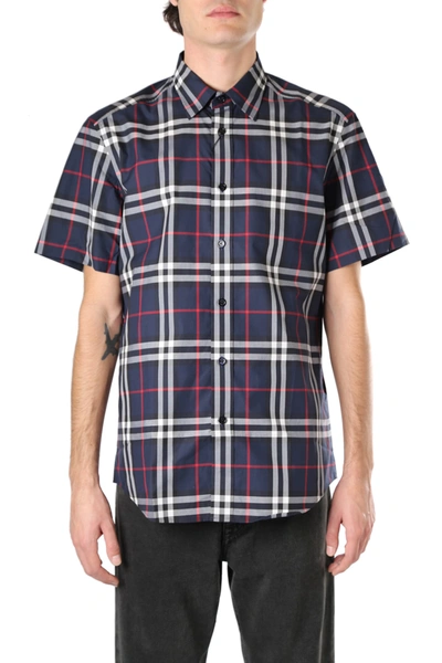 Shop Burberry Ckecked Motif Cotton Shirt In Navy Ip Check