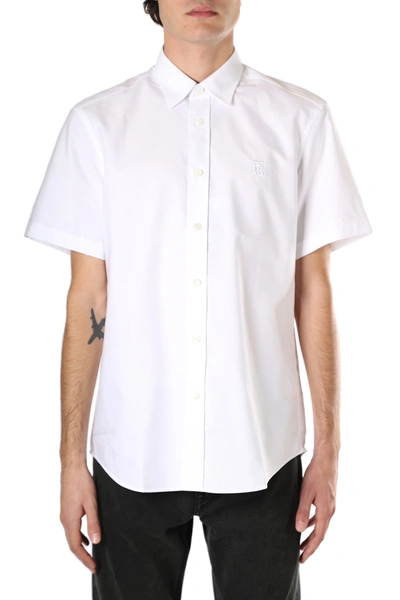 Shop Burberry Short-sleeved Cotton Shirt In White