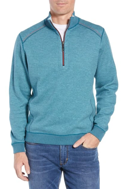 Shop Tommy Bahama Flipsider Reversible Quarter-zip Pullover In Seagrove Heather