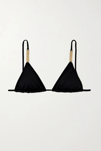 Shop Melissa Odabash Maldives Embellished Triangle Bikini Top In Black
