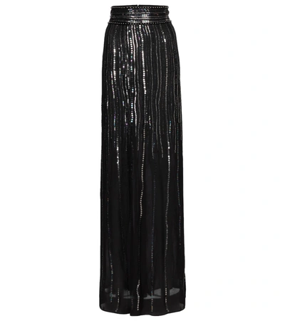 Shop Dundas Sequined Silk Maxi Skirt In Black