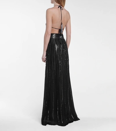 Shop Dundas Sequined Silk Maxi Skirt In Black