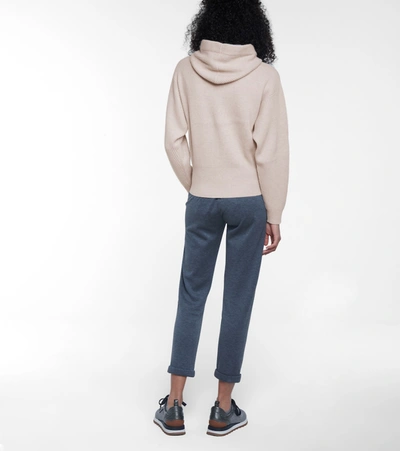 Shop Brunello Cucinelli Embellished Cashmere Hoodie In Beige