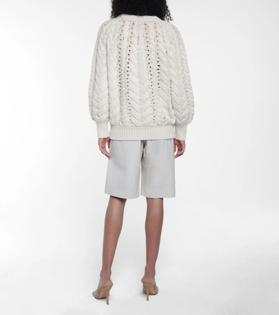 Shop Brunello Cucinelli Cable-knit Cashmere Sweater In Beige