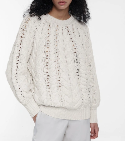 Shop Brunello Cucinelli Cable-knit Cashmere Sweater In Beige