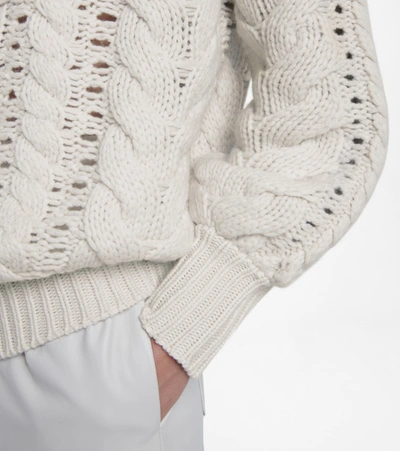 Shop Brunello Cucinelli Cable-knit Cashmere Sweater In Beige