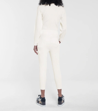 Shop Stella Mccartney Ribbed Wool-blend Straight Pants In White