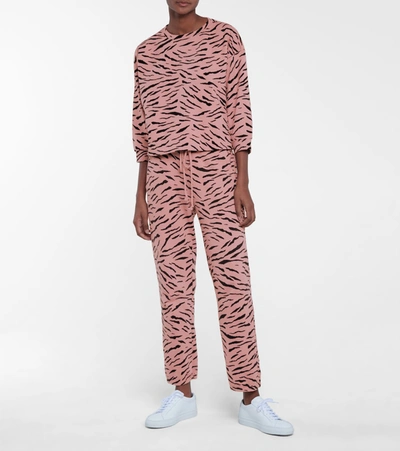 Shop Velvet Hilda Zebra-print Cotton Sweatshirt In Pink