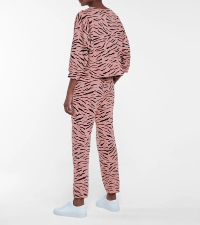 Shop Velvet Hilda Zebra-print Cotton Sweatshirt In Pink