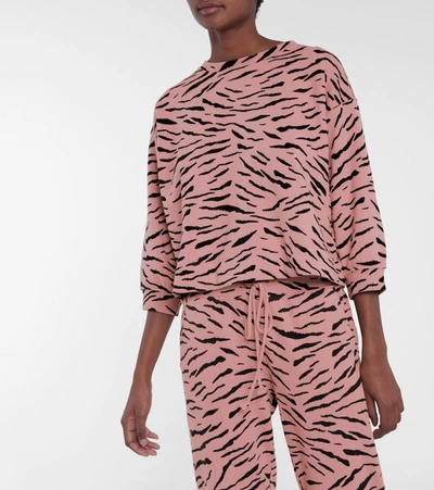 Shop Velvet Hilda Zebra-print Cotton Sweatshirt In Pink