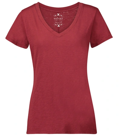 Shop Velvet Lilith Cotton T-shirt In Red