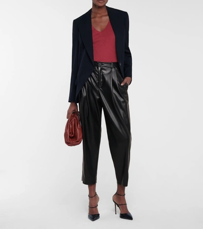 Shop Velvet Simone Faux Leather Tapered Pants In Black