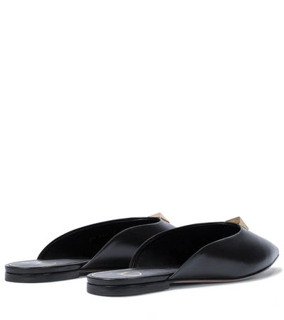 Shop Valentino Roman Stud Leather Slippers In Black