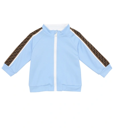 Shop Fendi Baby Ff Jersey Track Jacket In Blue