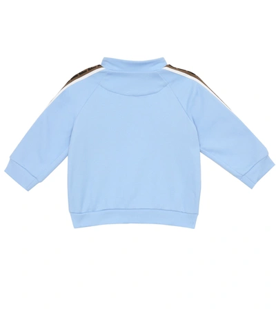 Shop Fendi Baby Ff Jersey Track Jacket In Blue