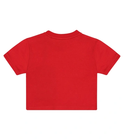 Shop Burberry Baby Logo Cotton T-shirt In Red