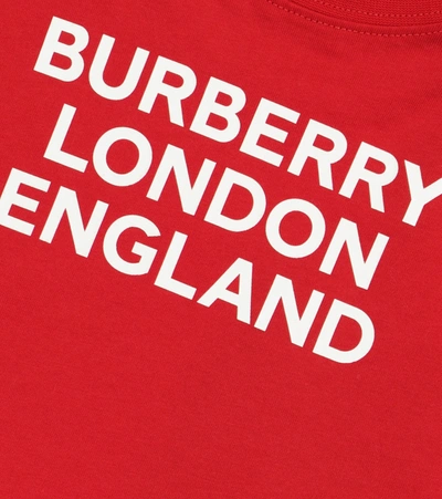 Shop Burberry Baby Logo Cotton T-shirt In Red