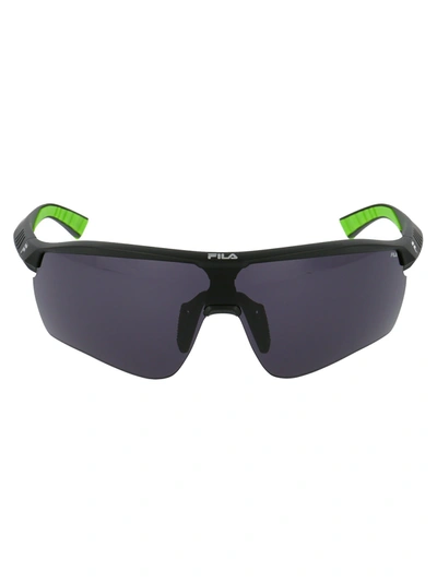 Shop Fila Shield Framed Sunglasses In Black