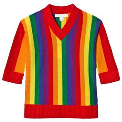 Shop Burberry Rainbow Stripe Mini Helen Dress In Yellow