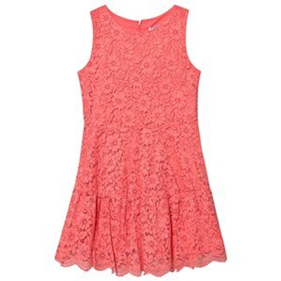 Shop Mayoral Coral Lace Sleeveless Drop Hem Dress In Pink