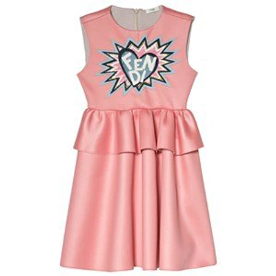 Shop Fendi Pale Pink Glitter Heart Neoprene Tiered Dress