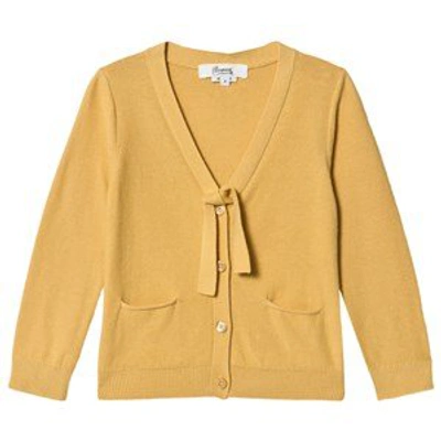 Shop Bonpoint Mustard Button And Tie Detail Cardigan In Yellow