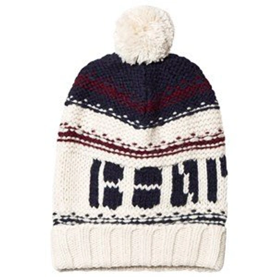 Shop Bonpoint Cream  Logo Knit Pom Pom Beanie