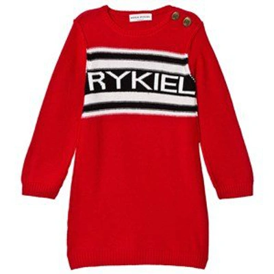 Shop Sonia Rykiel Red Branded Knit Jumper Dress