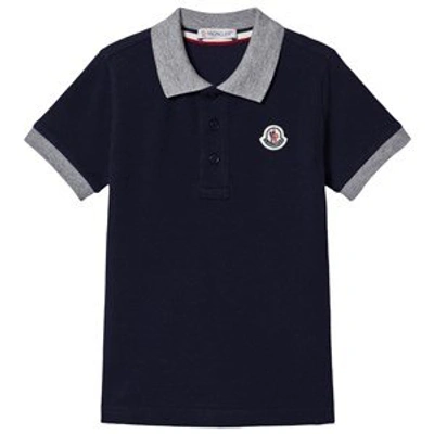 Shop Moncler Navy Logo Pique Polo