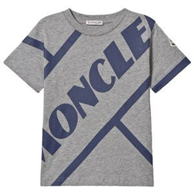 Shop Moncler Grey And Navy Branded T-shirt
