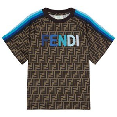 Shop Fendi Brown Ff Logo Rainbow T-shirt