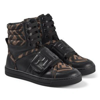 Shop Fendi Brown Ff High Top Trainers