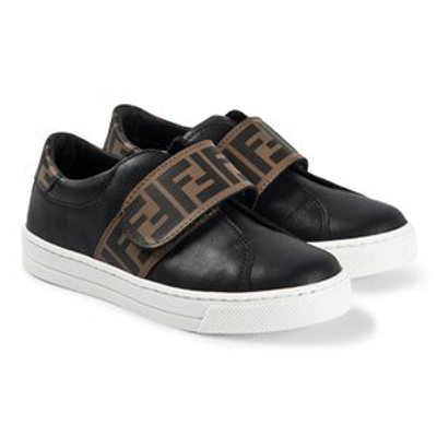 Shop Fendi Brown Ff Strap Slip On Trainers