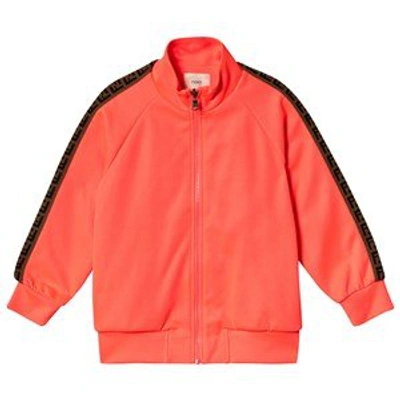 Shop Fendi Pink Fluoro Ff Tape Logo Track Jacket