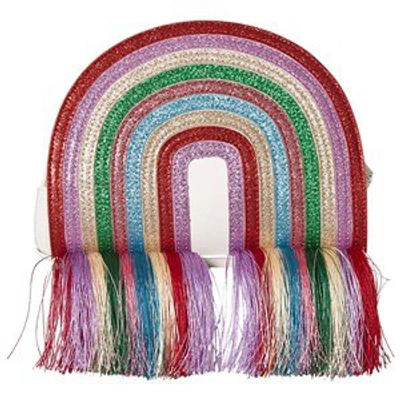 Shop Stella Mccartney Kids Red Rainbow Tassel Glitter Shoulder Bag