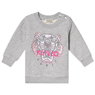 Shop Kenzo Grey Embroidered Tiger Sweatshirt