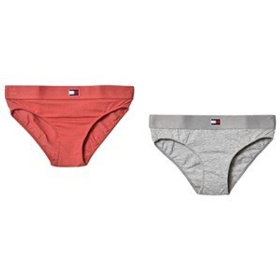 Shop Tommy Hilfiger 2-pack Coral Flag Detail Panties In Grey