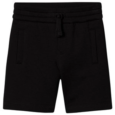Shop Dolce & Gabbana Black Plaque Branded Sweat Shorts